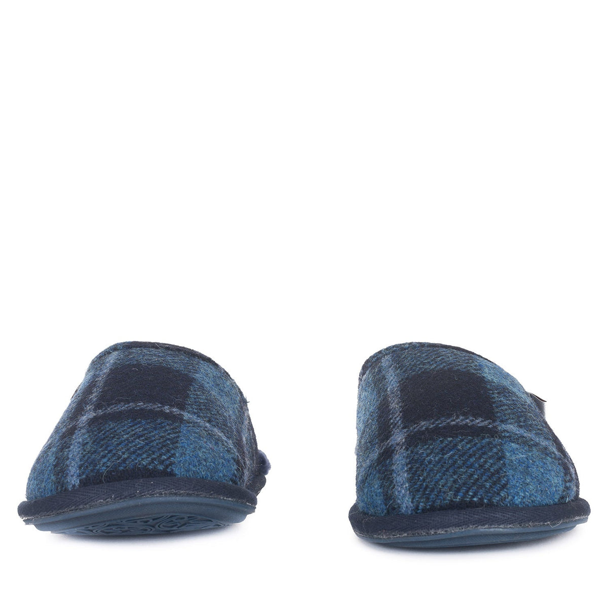 William Men's Harris Tweed Mule (Navy/Blue Tartan Check)