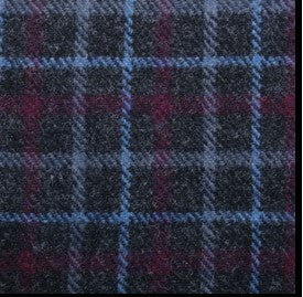 Harris Tweed Charcoal Red Blue Overcheck Cloth Fabric