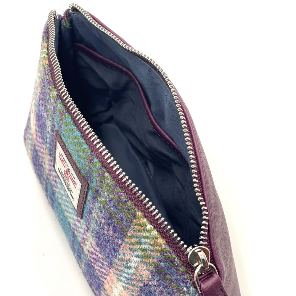 Maccessori Small Harris Tweed Cosmetic Pouch (Green Purple)