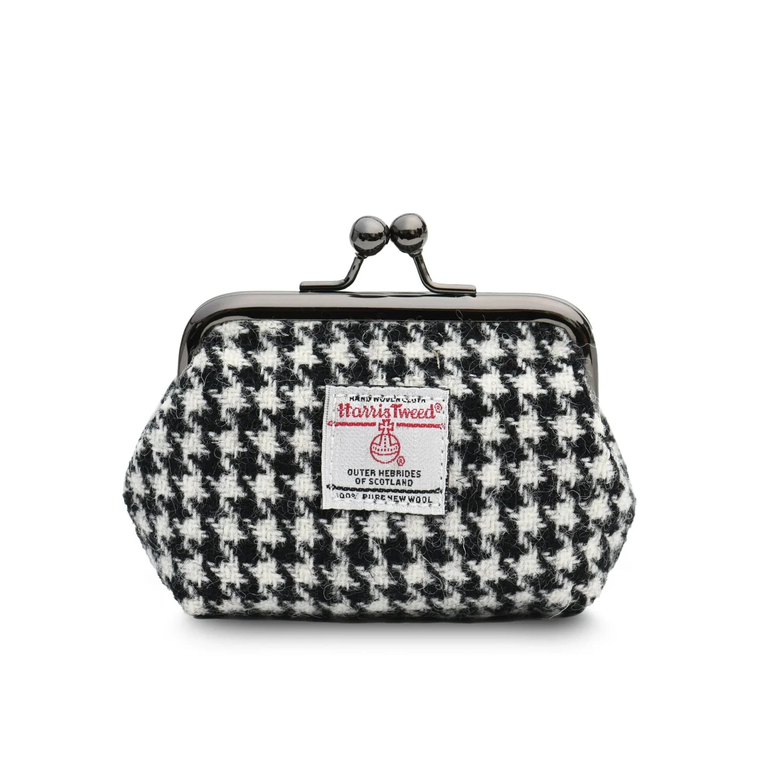 Islander Coin Purse Made With Harris Tweed - Black &amp; White Dogtooth