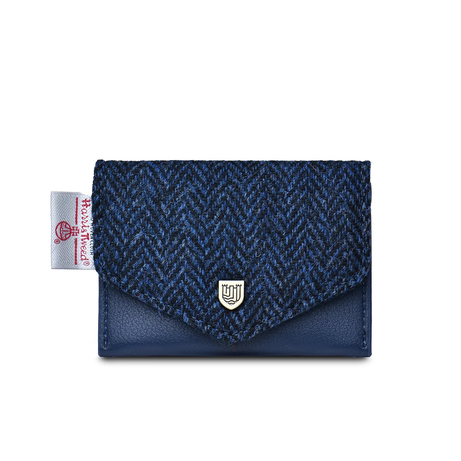 Islander Card Wallet Made With Harris Tweed - Navy Herringbone