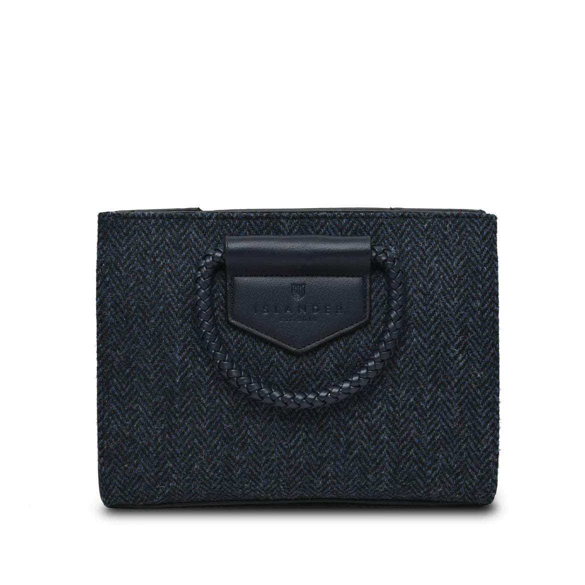 Islander Arran Tote Bag with Harris Tweed - Navy Herringbone