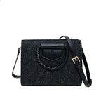 Islander Arran Tote Bag with Harris Tweed - Black and White Dogtooth – Image 2 | Harris Tweed Scotland