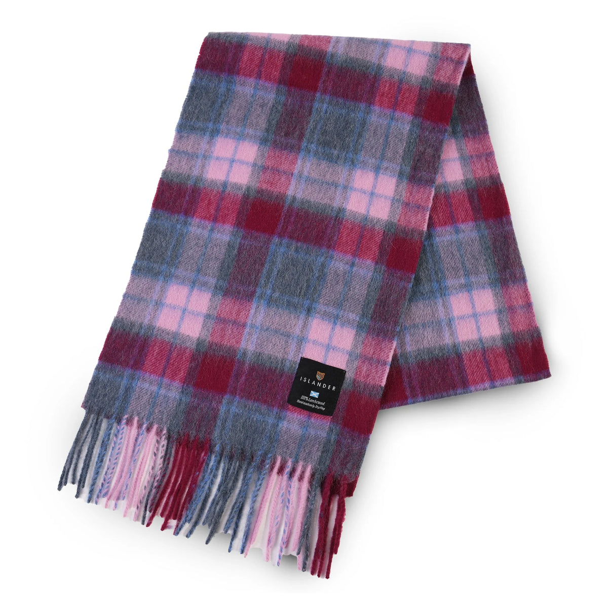 Islander Lambswool Scarf (Pink & Blue Tartan)