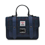 Islander Mini Satchel Bag with Harris Tweed Blue Navy Over Check | Harris Tweed Scotland
