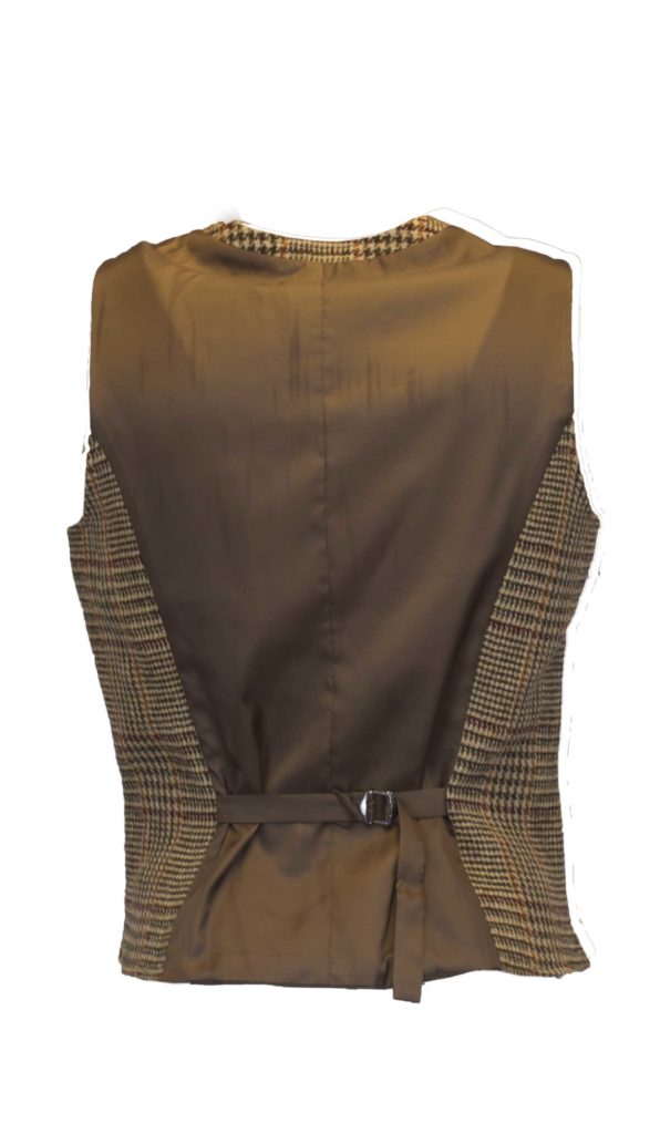Men's Desert Tan Harris Tweed Overcheck Country Waistcoat