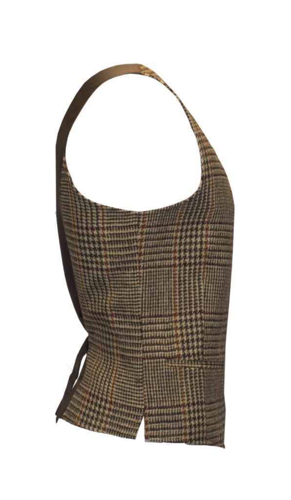 Men's Desert Tan Harris Tweed Overcheck Country Waistcoat