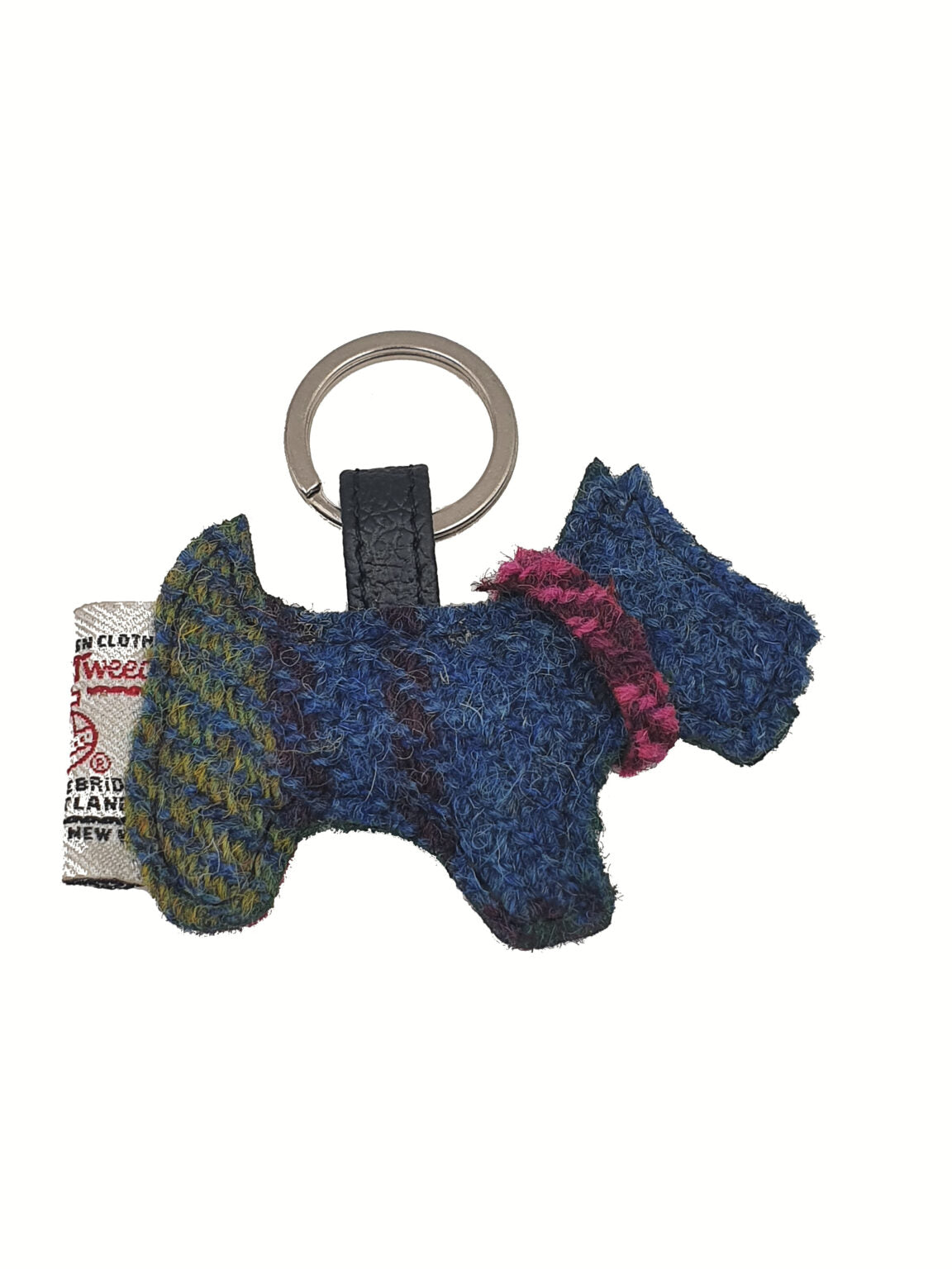 Maccessori Dog Keyring with Harris Tweed - Blue Pink