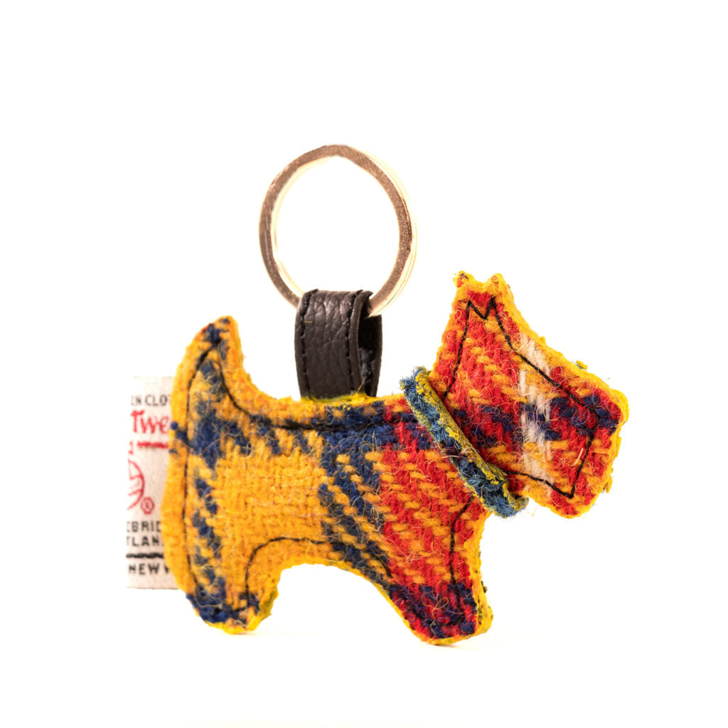 Maccessori Dog Keyring with Harris Tweed - Saffron