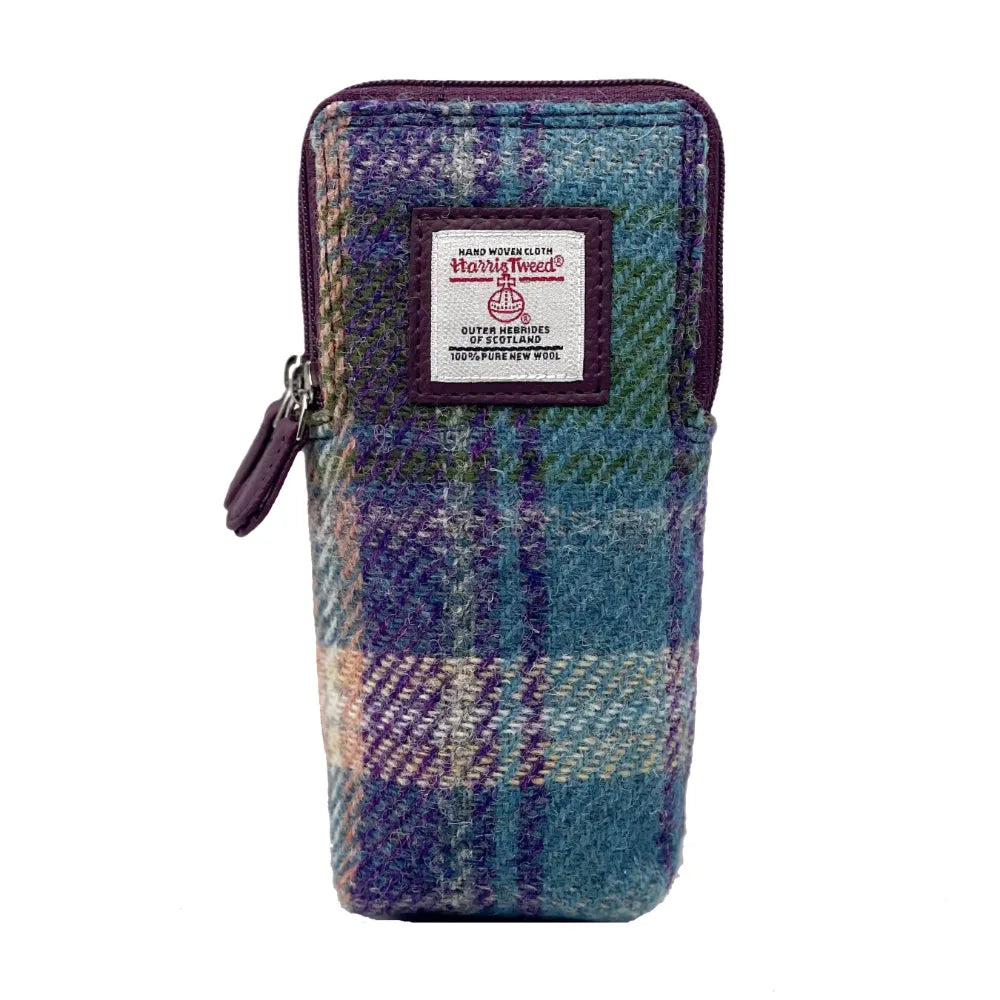 Maccessori Double Glasses Sleeve Bag with Harris Tweed - Green Purple Plaid