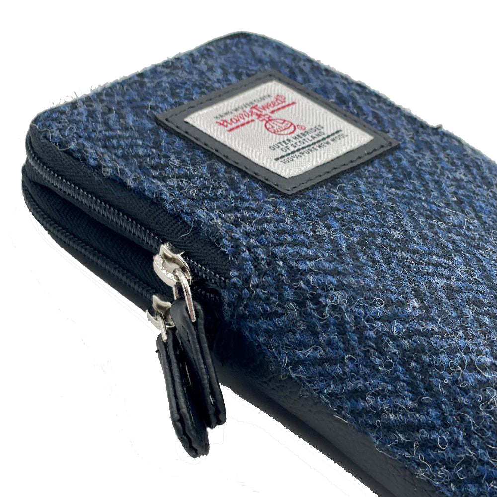 Maccessori Double Glasses Sleeve Bag with Harris Tweed (Blue Herringbone)