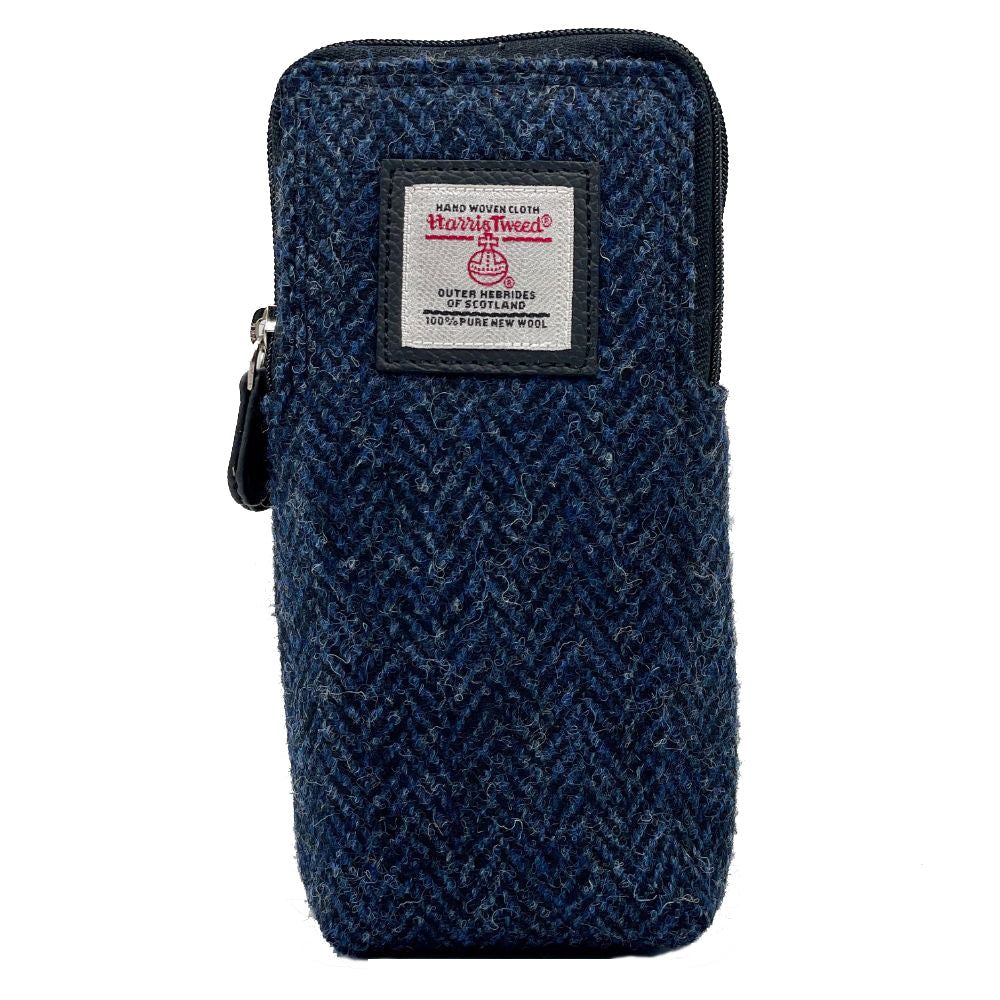 Maccessori Double Glasses Sleeve Bag with Harris Tweed (Blue Herringbone)