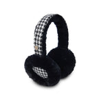 Islander Sheepskin Earmuffs With Harris Tweed Black & White Herringbone | Harris Tweed Scotland