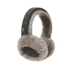 Islander Sheepskin Earmuffs With Harris Tweed Black & Grey Herringbone | Harris Tweed Scotland
