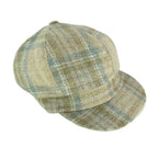 Ladies Harris Tweed Baker Boy Cap Beige & Blue Check Fabric - COL132 | Harris Tweed Scotland