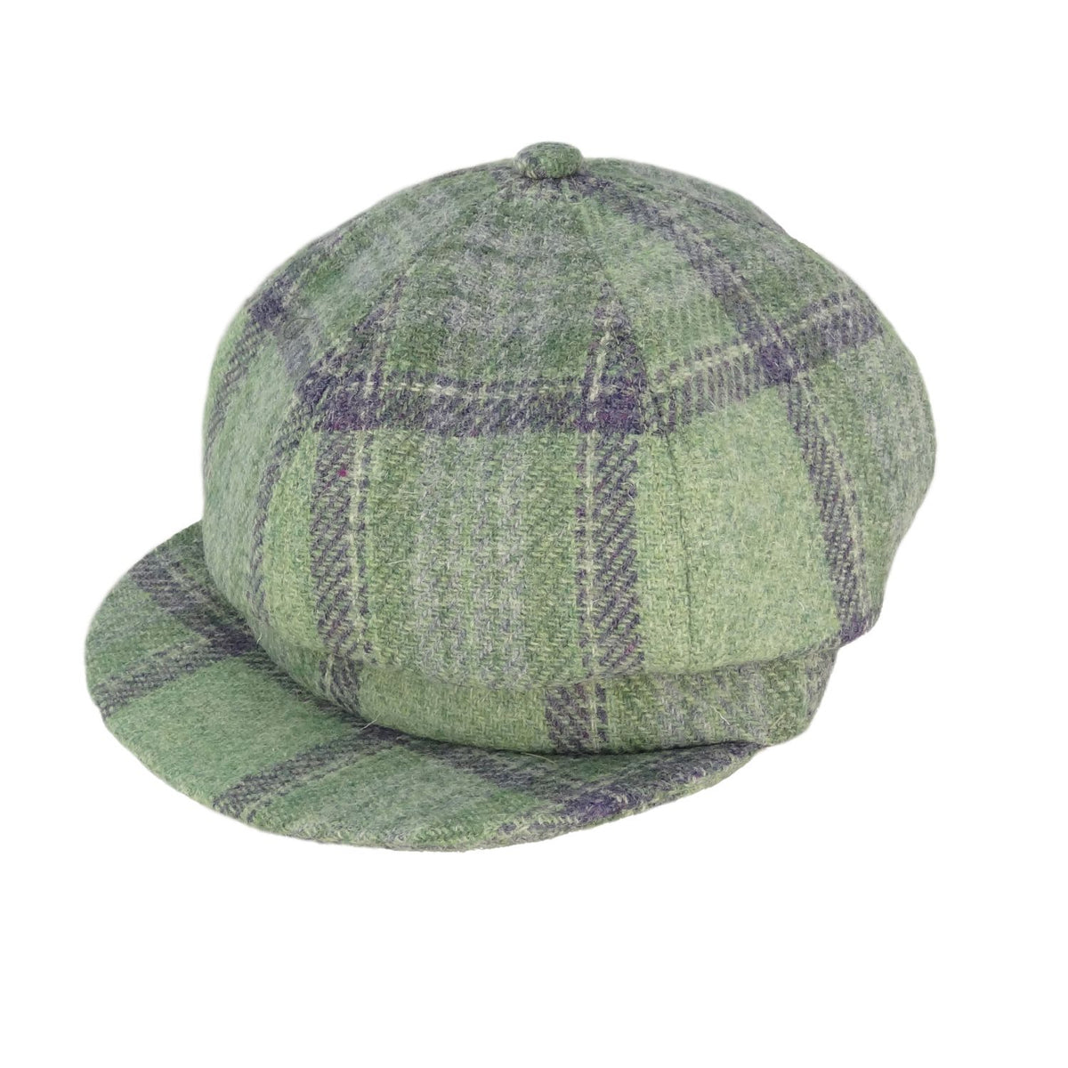 Glen Appin Ladies Harris Tweed Baker Boy Cap (Faded Green Stewart)