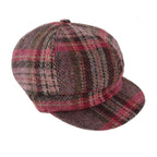 Ladies Harris Tweed Baker Boy Cap Purple & Burgundy Check Fabric - COL144 | Harris Tweed Scotland