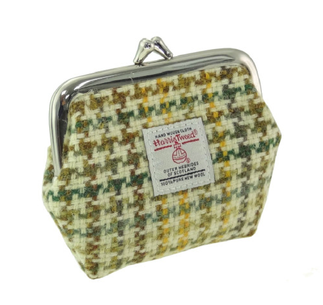 Harris Tweed Eigg Small Clasp Purse Purple & Burgundy Check - COL149