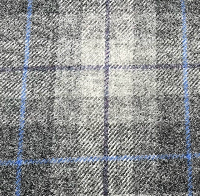 Harris Tweed Grey Check Blue Heather Overcheck Cloth Fabric