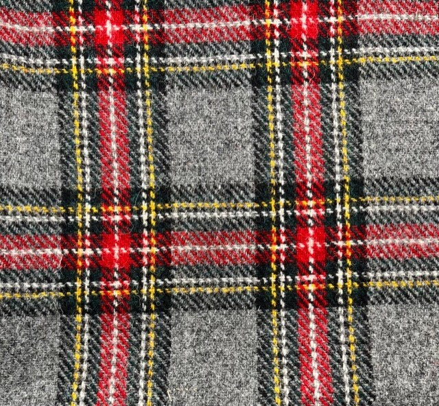Harris Tweed Grey Red Orange Tartan Cloth Fabric