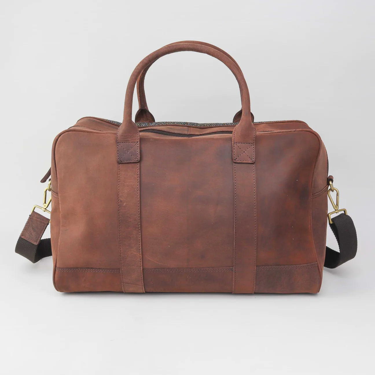 Sophos Leather and Brown Harris Tweed Travel / Weekend Holdall