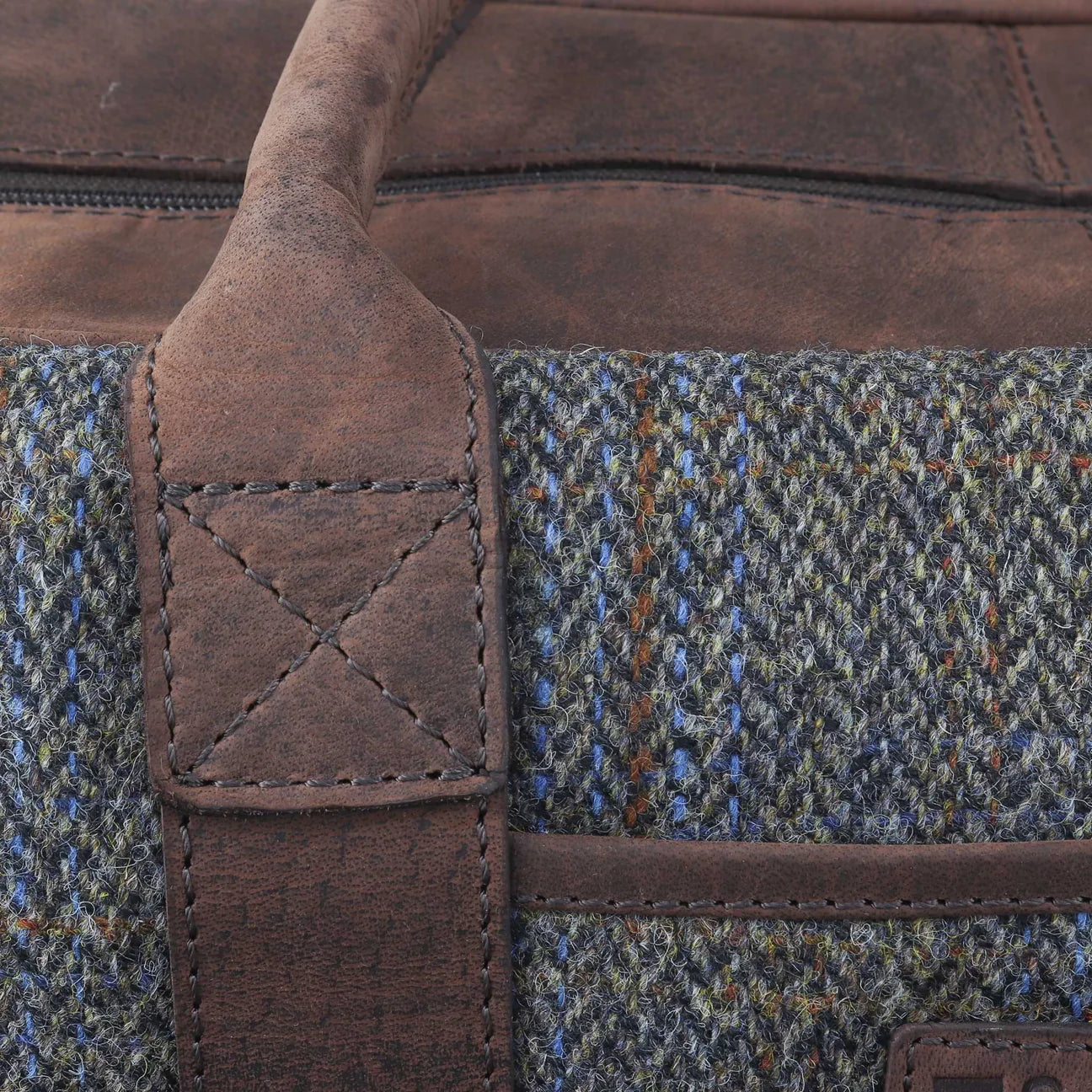 Sophos Leather and Brown Harris Tweed Travel / Weekend Holdall