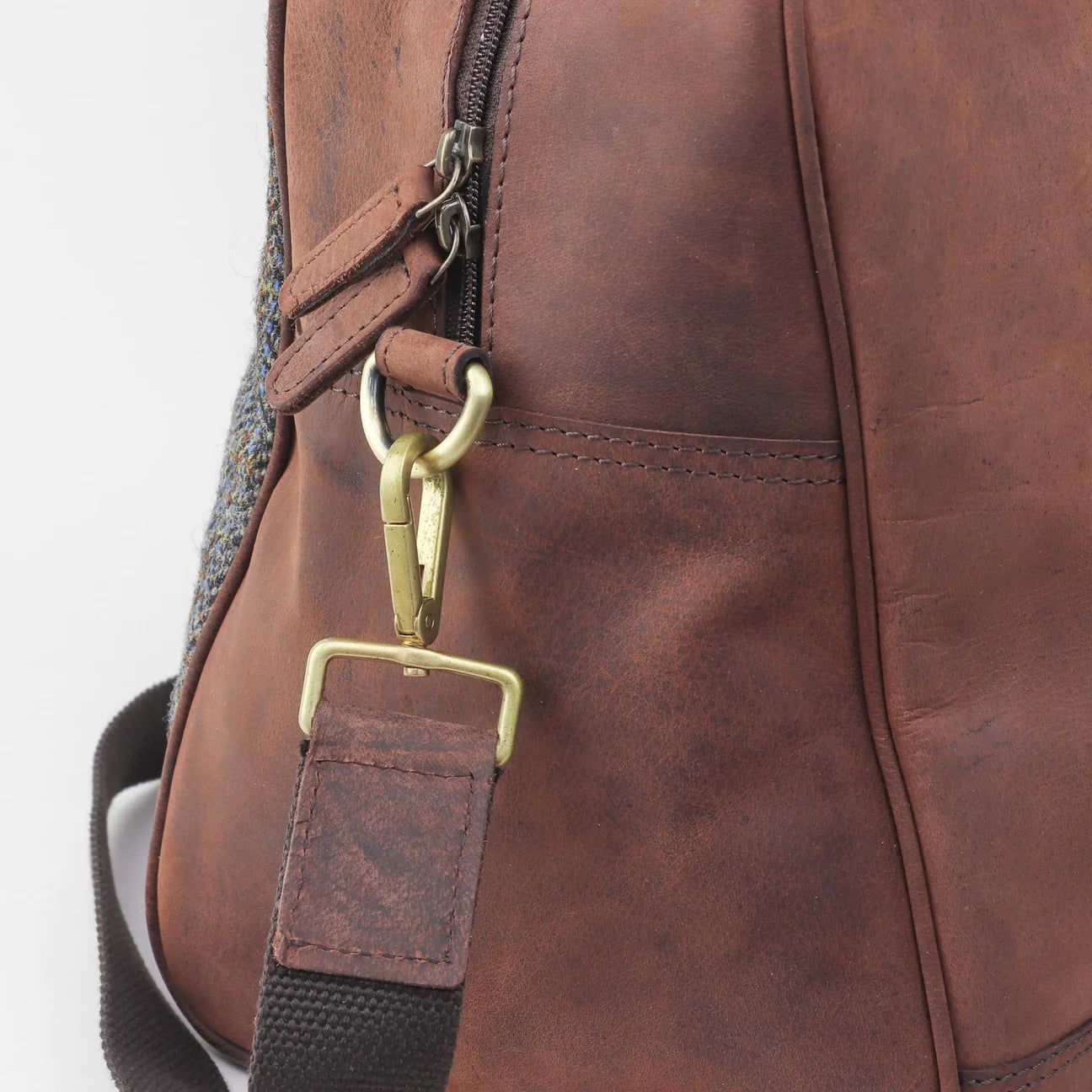 Sophos Leather and Brown Harris Tweed Travel / Weekend Holdall