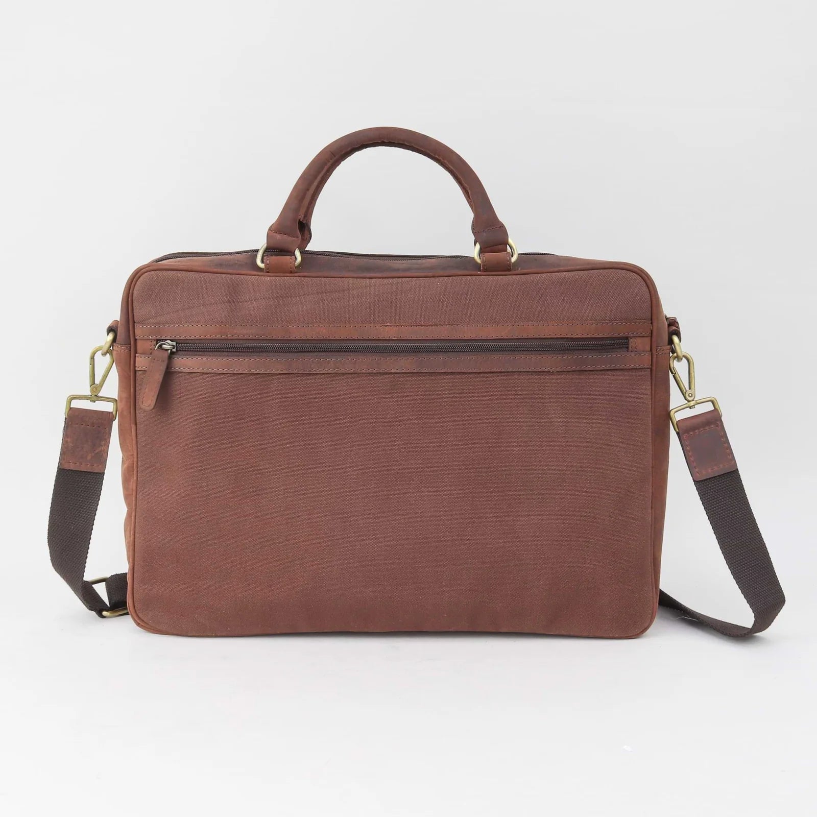 Sophos Navy Leather Harris Tweed Briefcase Laptop Bag
