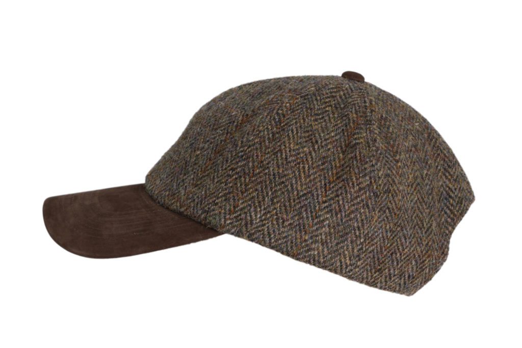 Brungton Baseball Cap With Harris Tweed Suede Leather Peak - One Size - Charcoal