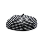 Islander Lambswool Ladies Bunnet (Flat Cap) (Black & White Dogtooth)