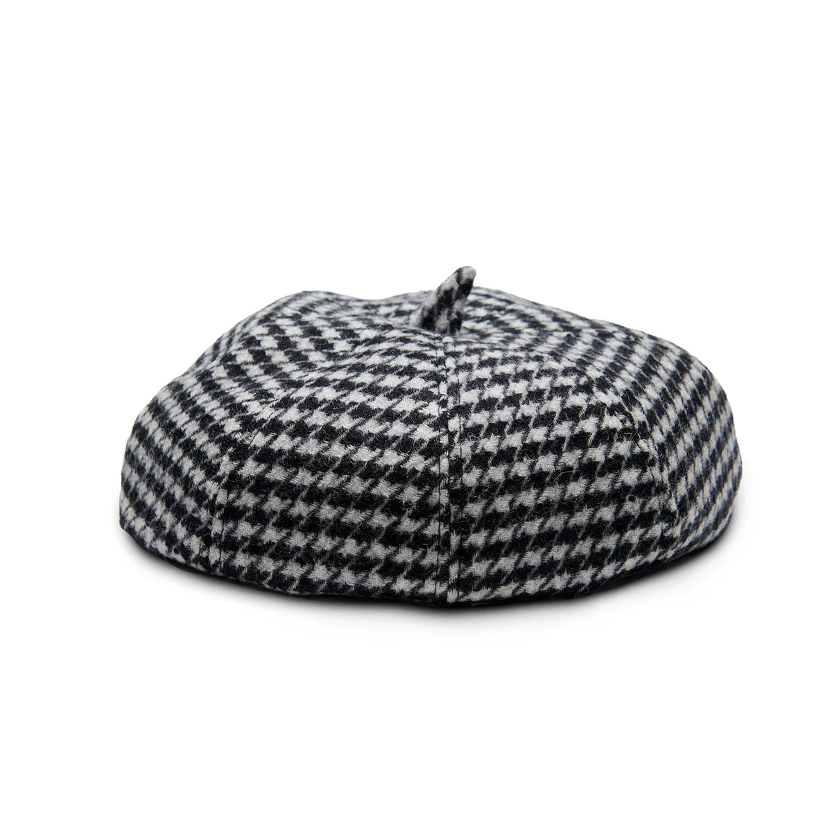 Islander Lambswool Ladies Bunnet (Flat Cap) (Black & White Dogtooth)