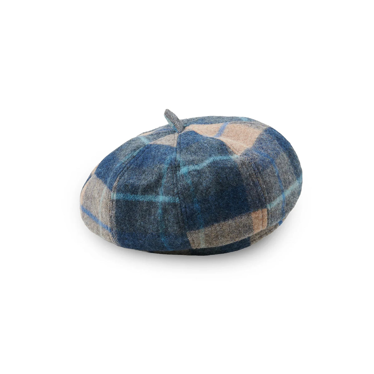 Islander Lambswool Ladies Bunnet (Flat Cap) (Navy Beige Tartan)