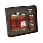 Glen Appin Harris Tweed Hip Flask Gift Set (Brown with Orange Overcheck)