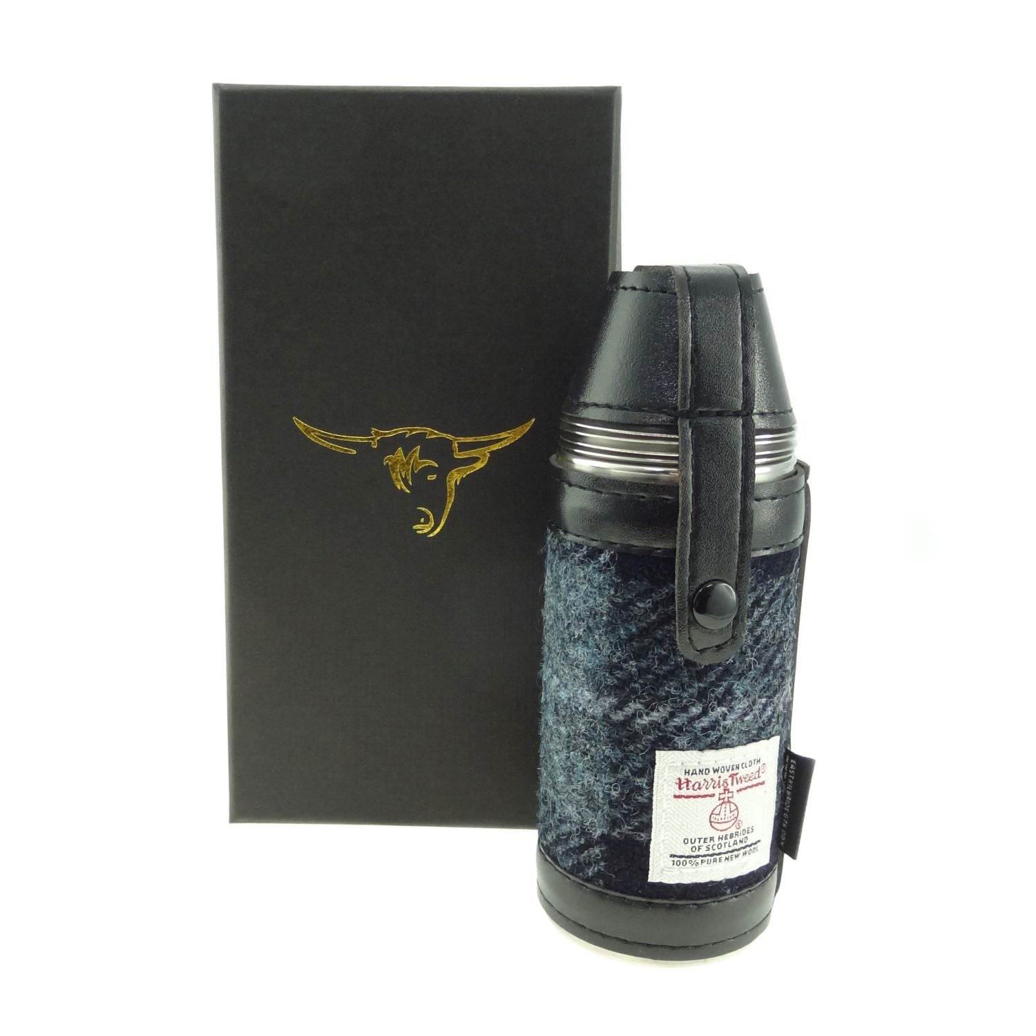 Harris Tweed 8oz Hunting Flask with 4 Cups - COL95
