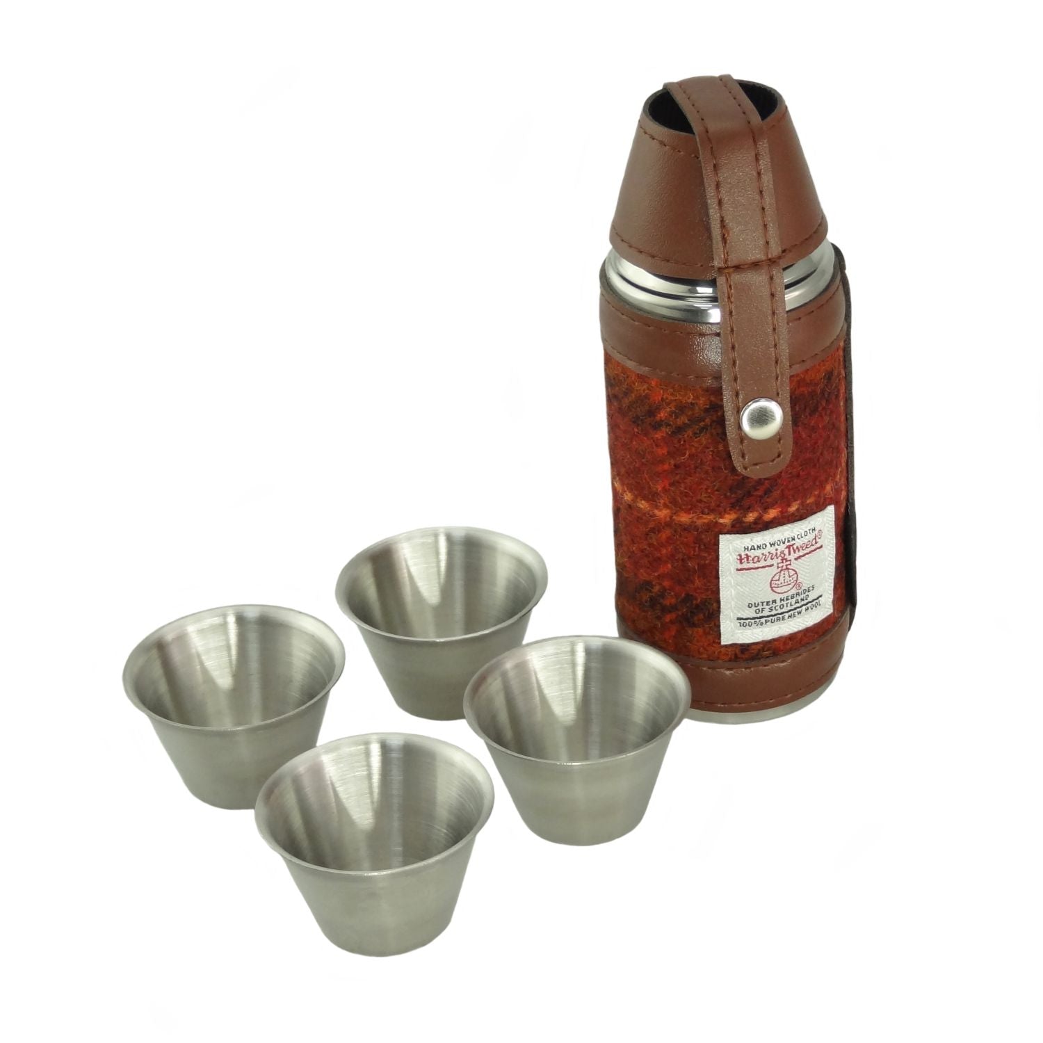 Harris Tweed 8oz Hunting Flask with 4 Cups - COL117