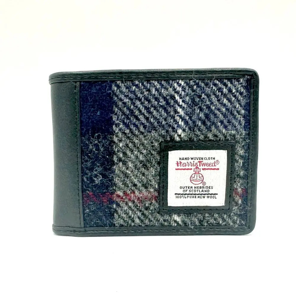 Maccessori Tri-Fold Wallet Coin Pocket with Harris Tweed - Blue Check
