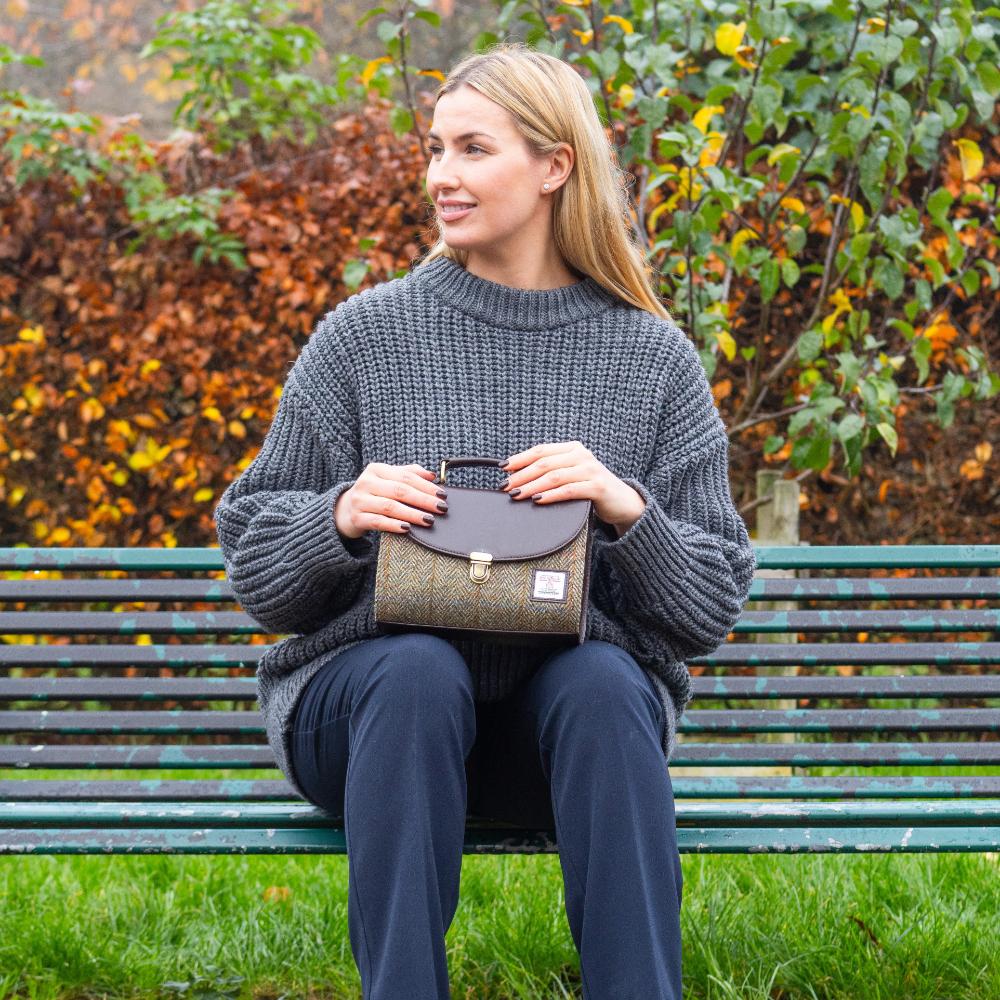 Maccessori Mini Day Bag with Harris Tweed - Country Green