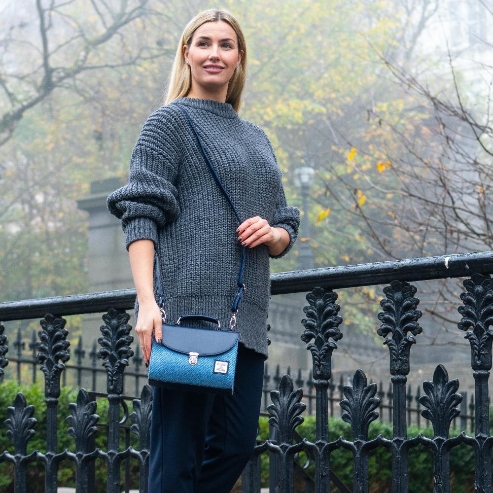 Maccessori Mini Day Bag with Harris Tweed - Sky Blue