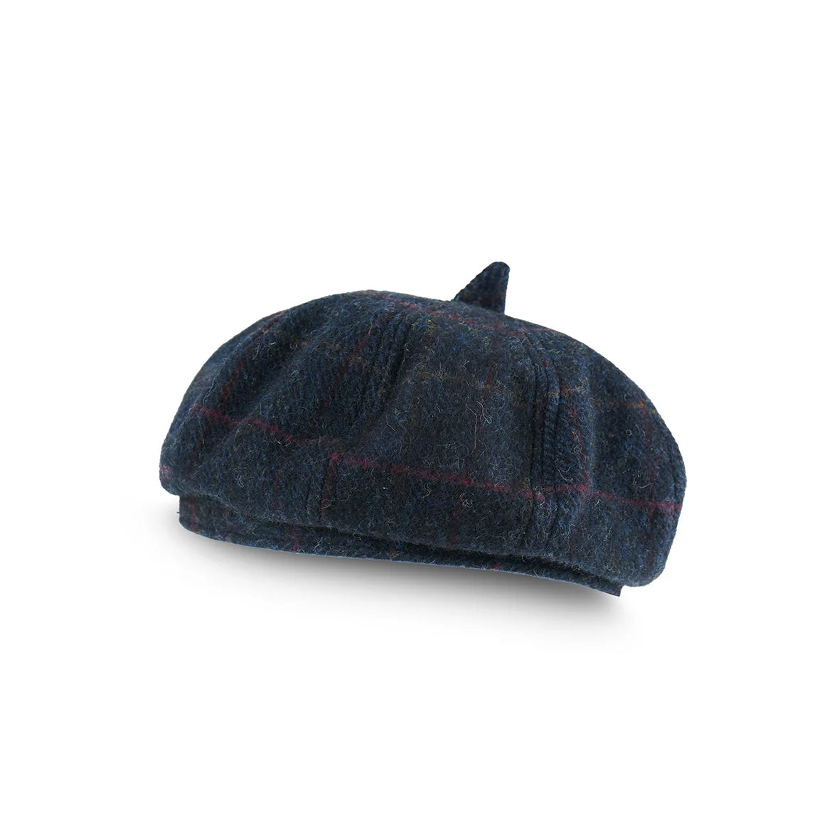 Islander Lambswool Ladies Bunnet (Flat Cap) (Navy Over Check)