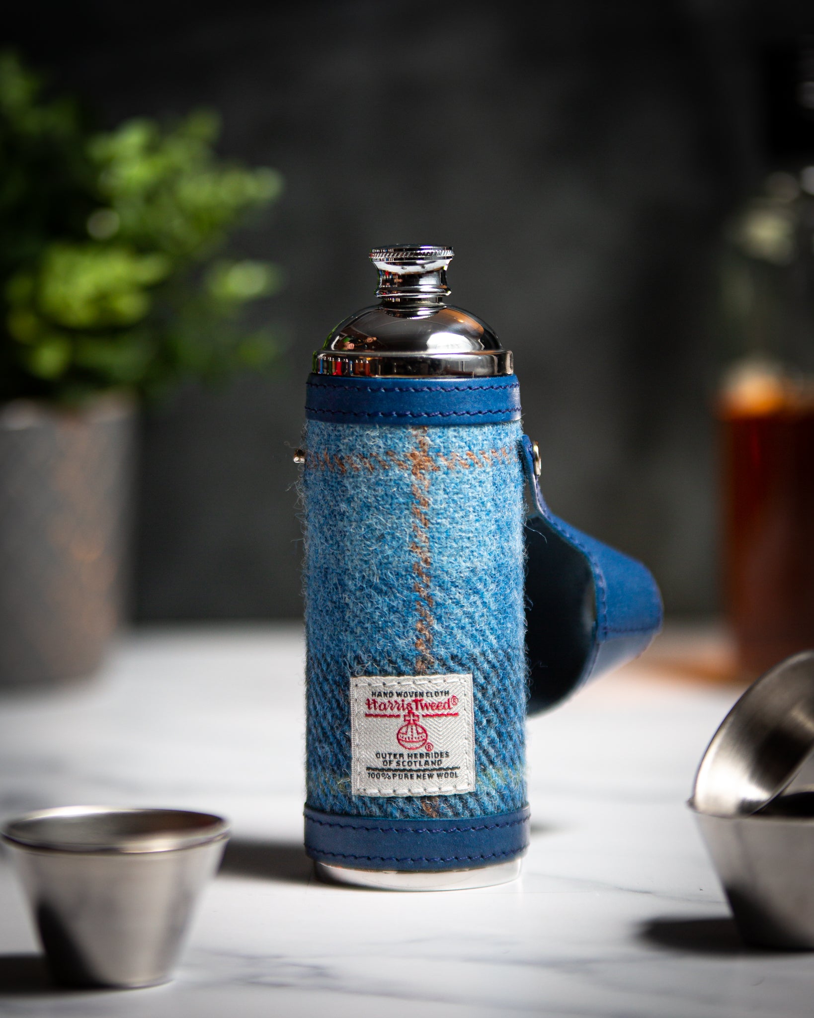 Marlborough of England Harris Tweed Hunter Flask - Blue