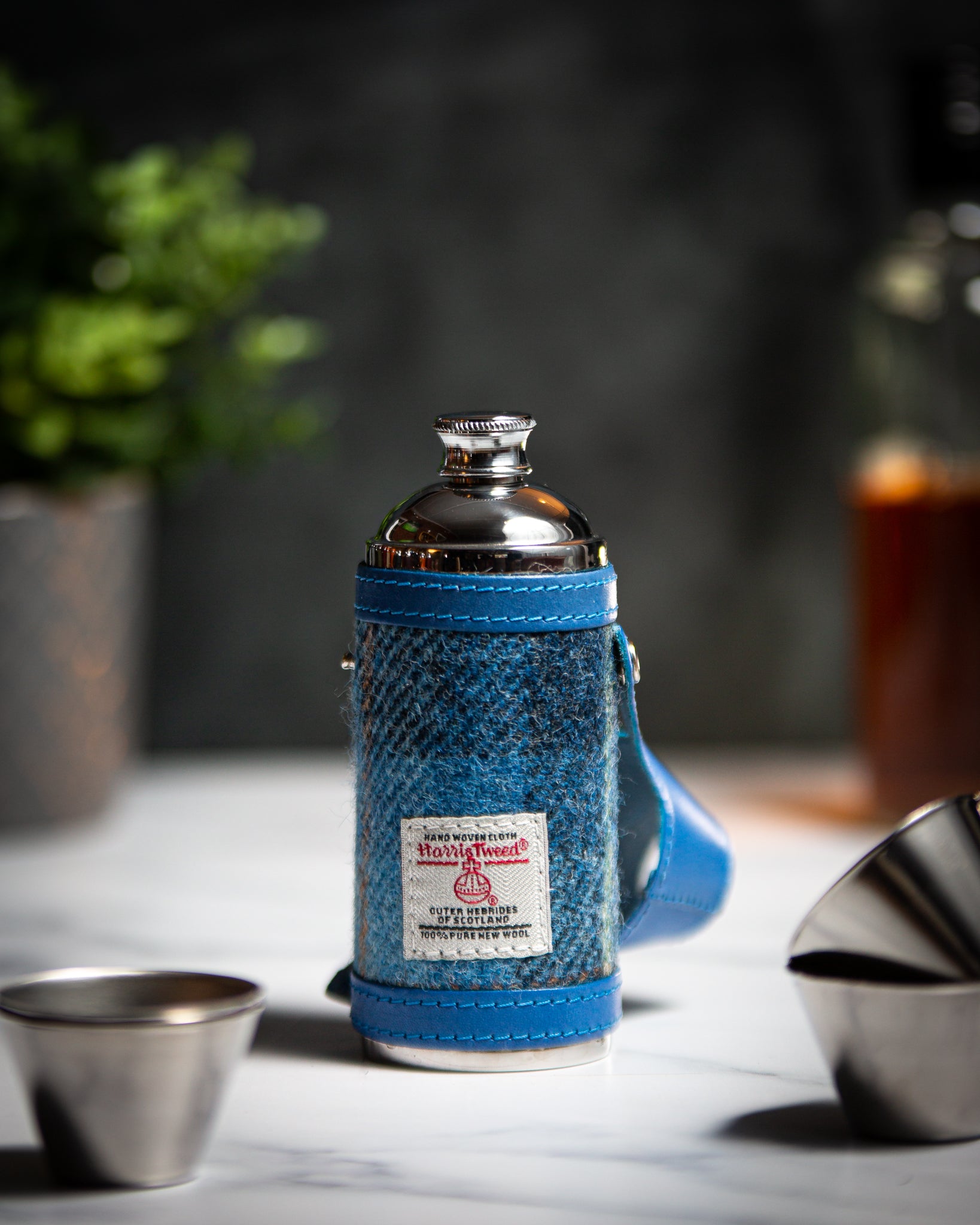 Marlborough of England Harris Tweed Hunter Flask - Blue