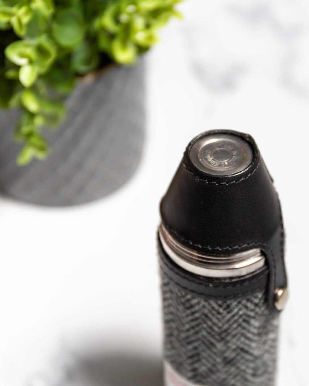 Marlborough of England Harris Tweed Hunter Flask - Black &amp; White