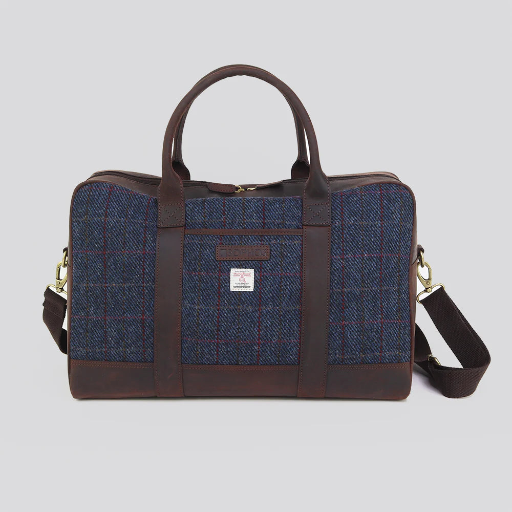 Harris Tweed Allasdale Leather Travel / Weekend Holdall
