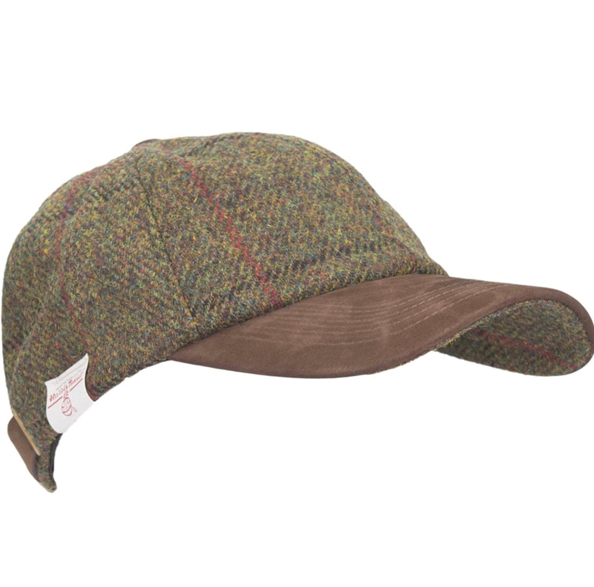 Brungton Baseball Cap With Harris Tweed Suede Leather Peak - One Size - Hunter Green