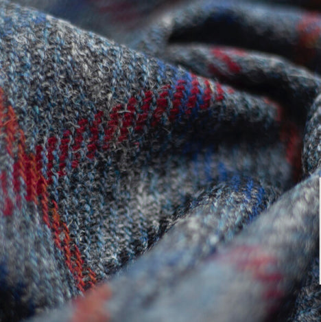 Harris Tweed Grey Blue Red Check Cloth Fabric