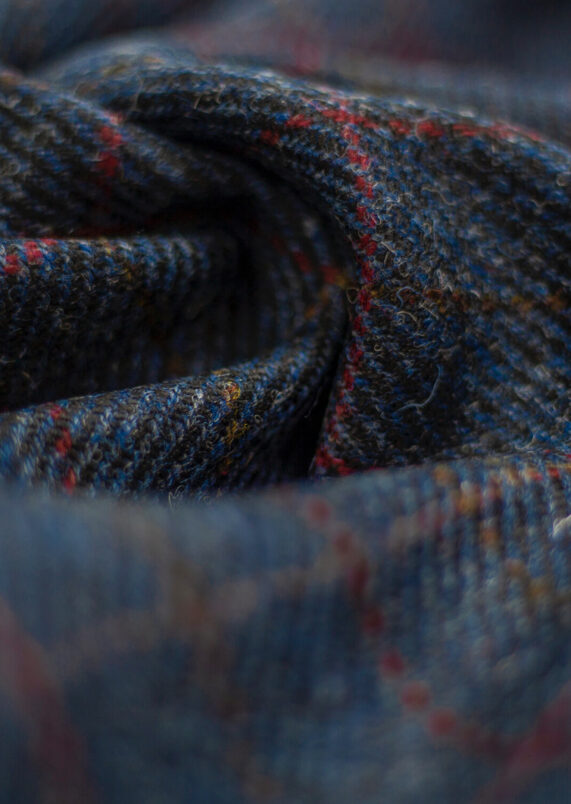 Harris Tweed Denim Blue Fine Check Cloth Fabric
