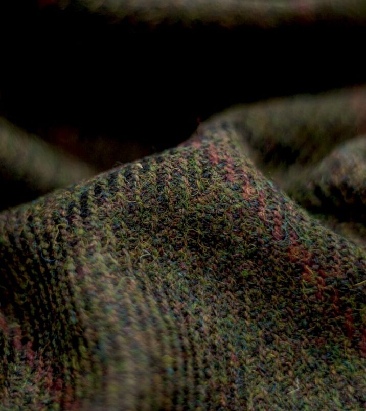 Harris Tweed Moss Green Large Windowpane Check Cloth Fabric