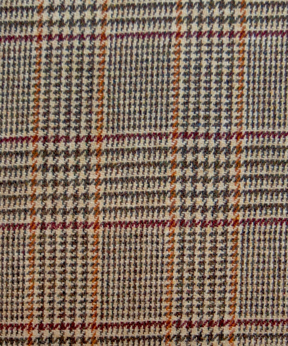 Harris Tweed Beige Brown Check Cloth Fabric