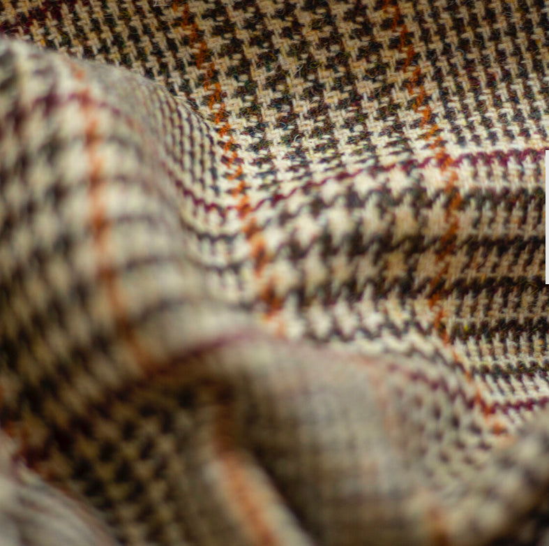 Harris Tweed Beige Brown Check Cloth Fabric