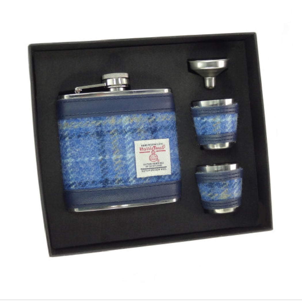 Harris Tweed Hip Flask Gift Set 6oz - COL129